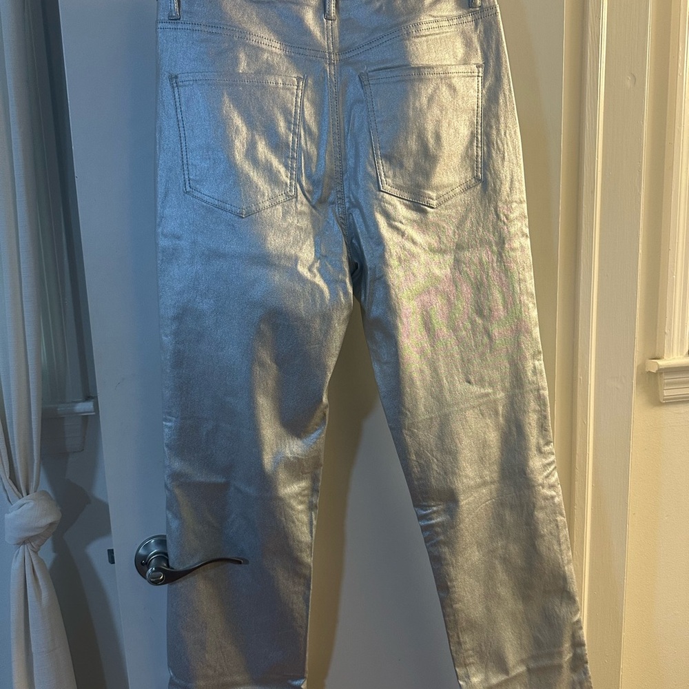 Fashion Nova Silver Straight Leg Trousers